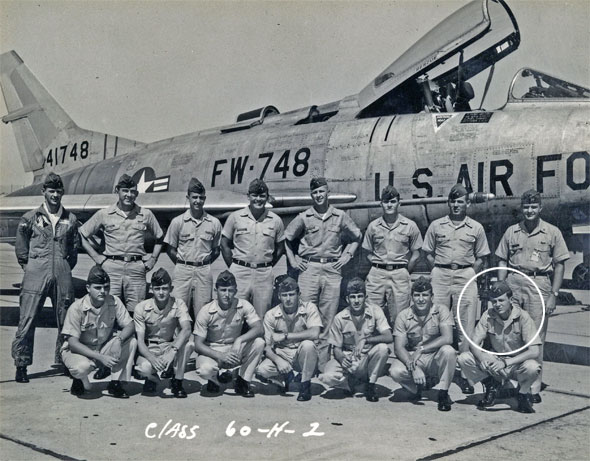 Captain Tom Bunn with his class and F-100